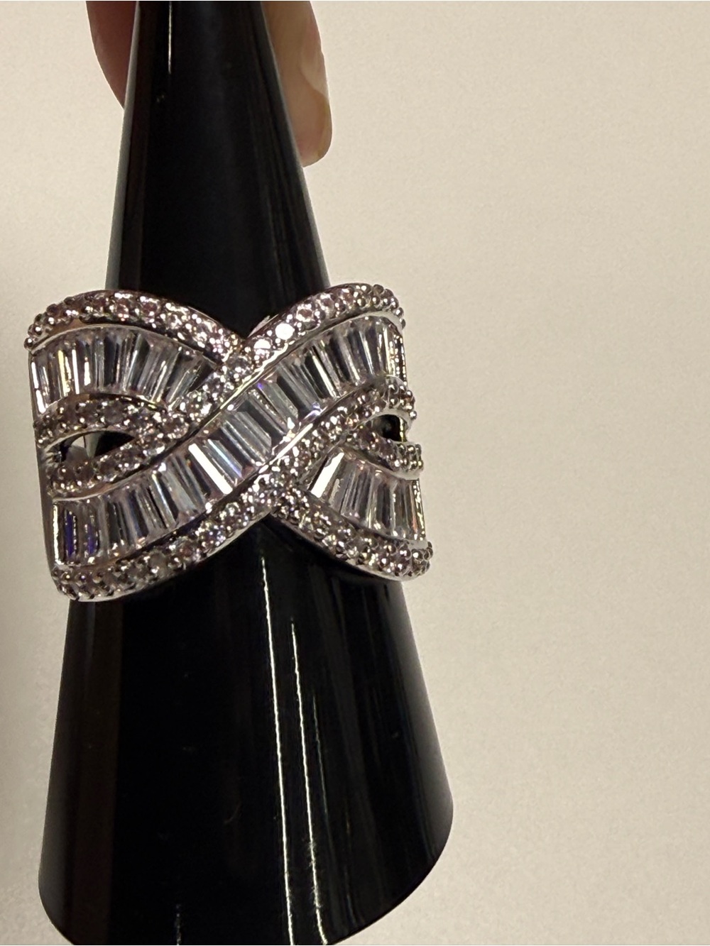 BP Rhodium Plated Baguette CZ Band Ring Size 9 RG42598